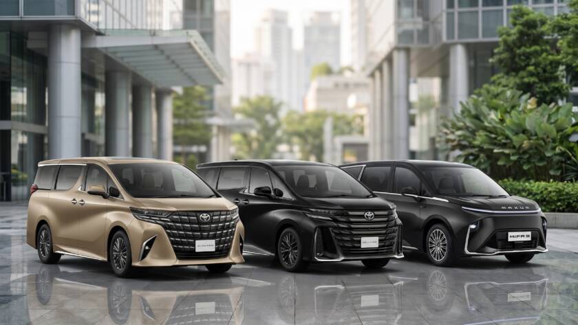 Toyota Alphard vs Vellfire vs Mifa 9 — side-by-side comparison