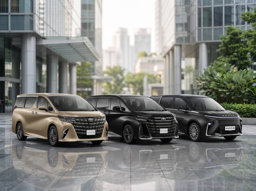 Toyota Alphard vs Vellfire vs Mifa 9 — side-by-side comparison